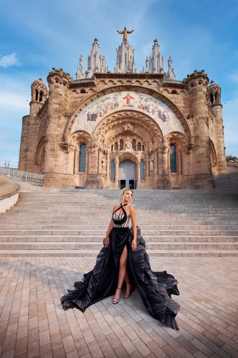 Black fashion mood on Mount Tibidabo, Barcelona — DOLCE Magazine, September 2023